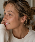 14kt. Geelgouden Push-in met Threadless Driehoek Top – 3 mm gedragen door model