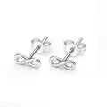 14kt. Gouden Setje Oorstuds met Infinity – Witgoud – 0.8 mm