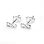 14kt. Gouden Setje Oorstuds met Infinity – Witgoud – 0.8 mm