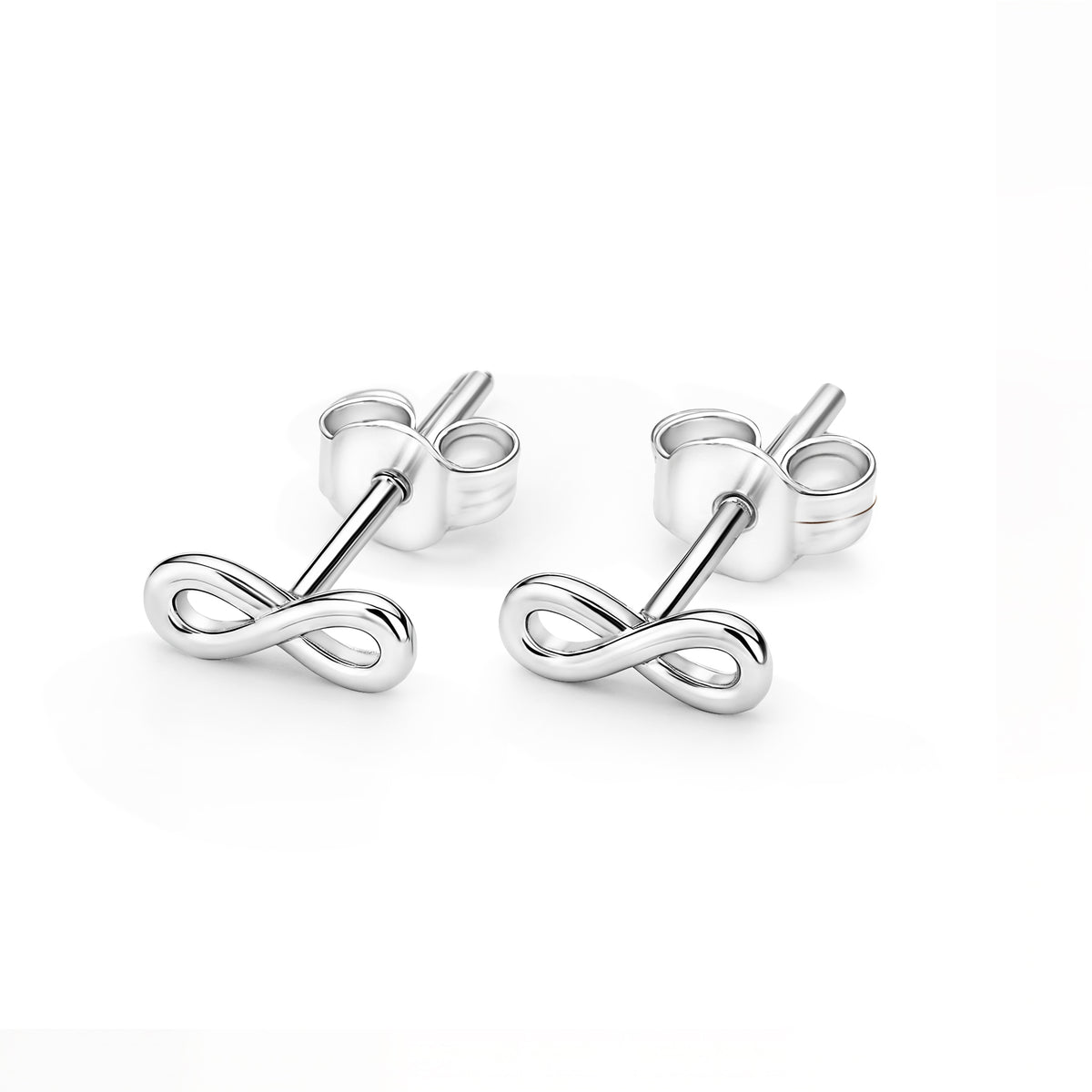 14kt. Gold Set of Infinity Stud Earrings – White Gold – 0.8 mm