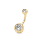 14kt. Yellow Gold Belly Button Ring – Clear Stone – 1.6 mm – 4×6 mm