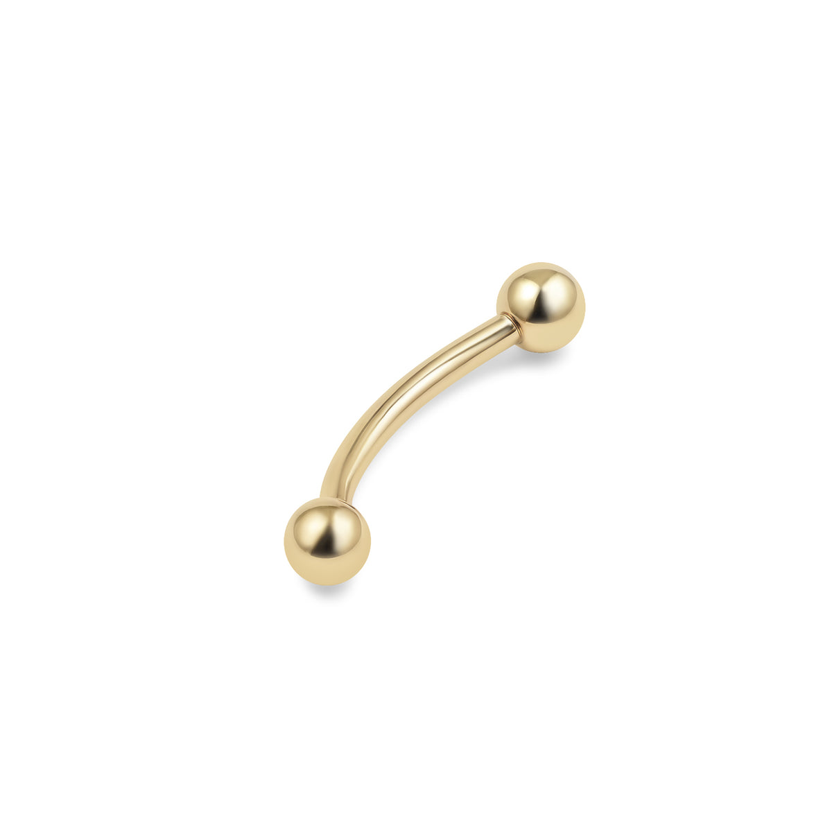14kt. Geelgouden Curved Barbell met Massieve Bal Top – 1.2 mm – 3 mm