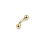 14kt. Yellow Gold Curved Barbell with Solid Ball Top – 1.2 mm – 3 mm