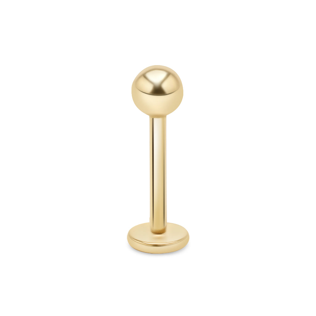 14kt. Geelgouden Labret Met Massief Balletje – 1.2 mm – 3 mm
