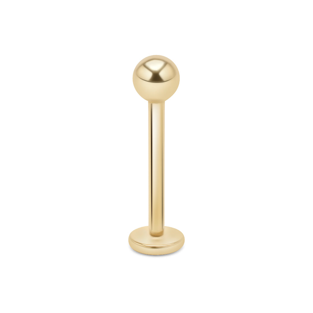 14kt. Geelgouden Labret Met Massief Balletje – 1.2 mm – 3 mm