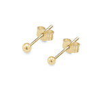 14kt. Geelgouden Setje Oorstuds met Massieve Bal Top – 0.8 mm – 10 mm