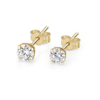 14kt. Geelgouden Setje Oorstuds met VVS Moissanite Steen – 0.8 mm