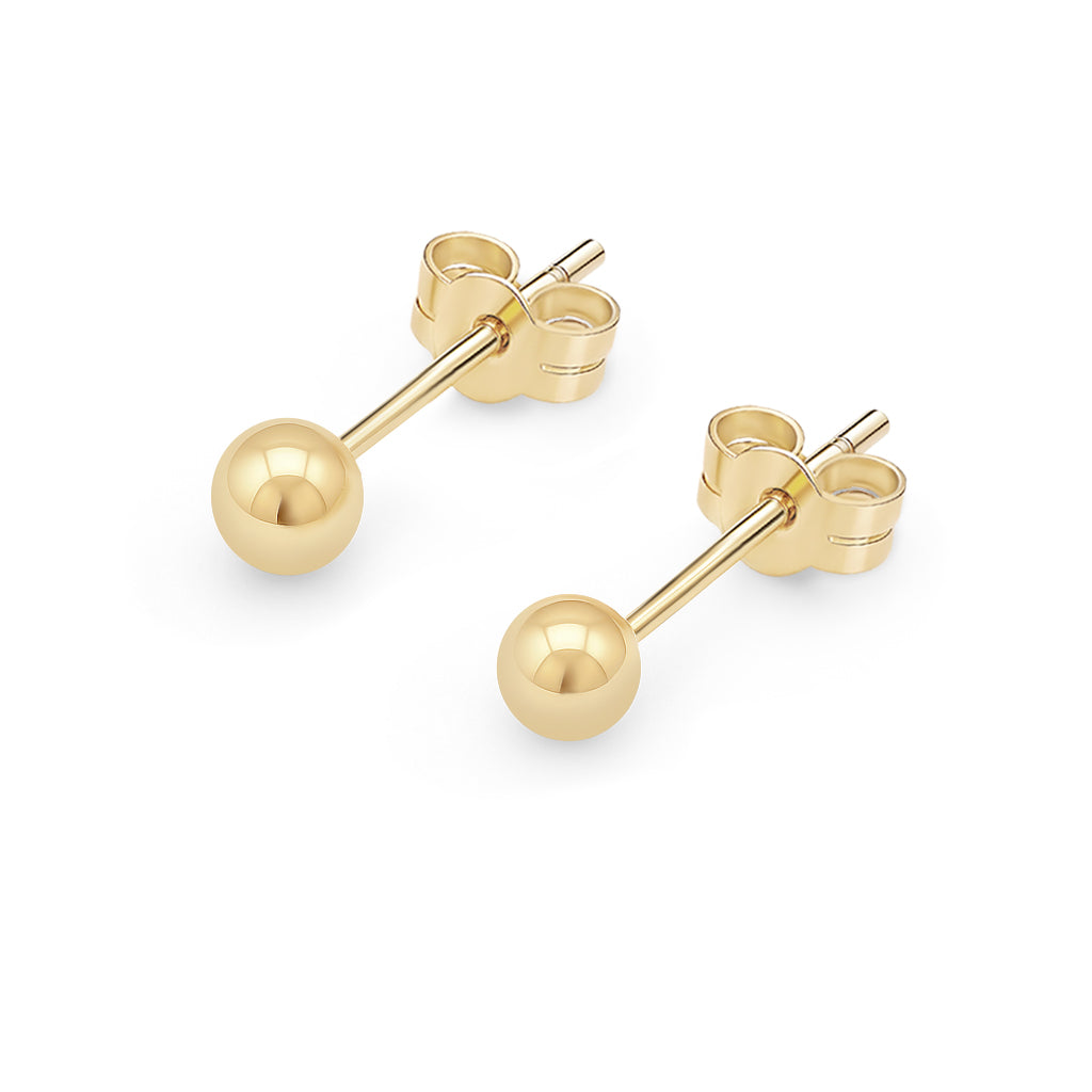 14kt. Yellow Gold Set of Stud Earrings with Solid Ball Top – 0.8 mm – 10 mm