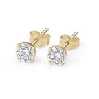 14kt. Geelgouden Setje Oorstuds met VVS Moissanite Steen – 0.8 mm