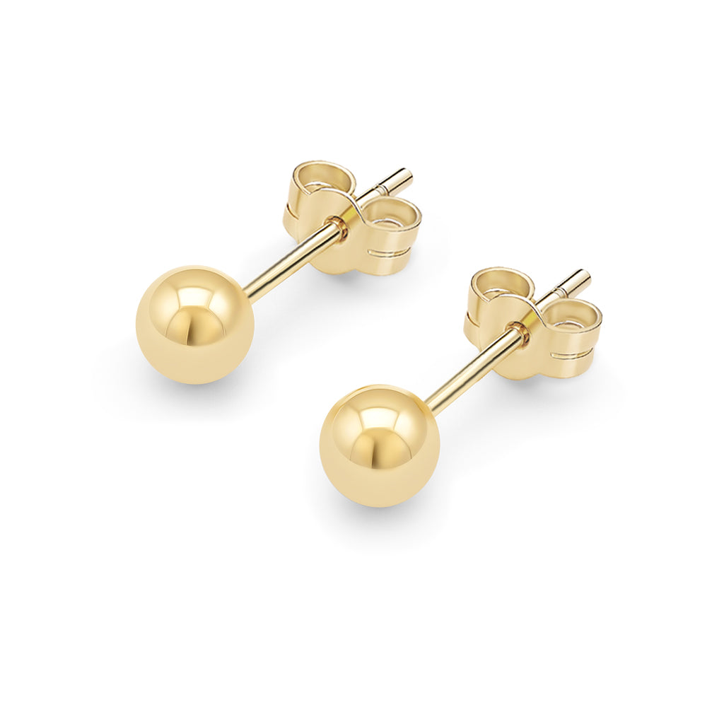 14kt. Yellow Gold Set of Stud Earrings with Solid Ball Top – 0.8 mm – 10 mm