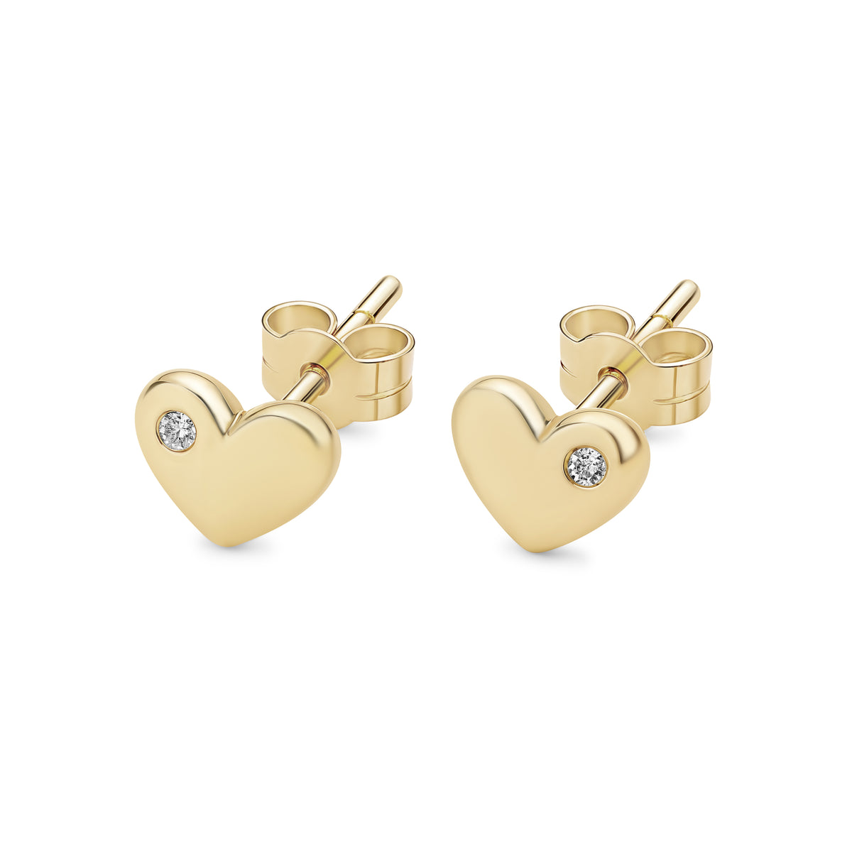14kt. Gold Set of Heart Stud Earrings – Yellow Gold – 0.8 mm – 5 mm