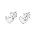 14kt. Gouden Setje Oorstuds met Hartje – Witgoud – 0.8 mm – 5 mm