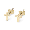 14kt. Gouden Setje Oorstuds met Kruis Top – Geelgoud – 0.8 mm