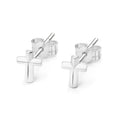 14kt. Gouden Setje Oorstuds met Kruis Top – Witgoud – 0.8 mm