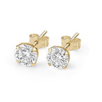 14kt. Geelgouden Setje Oorstuds met VVS Moissanite Steen – 0.8 mm