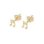 14kt. Gouden Setje Oorstuds met Muzieknoot – Geelgoud – 0.8 mm