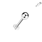 14kt. Witgouden Push-in Labret met Threadless Bal Top – Set