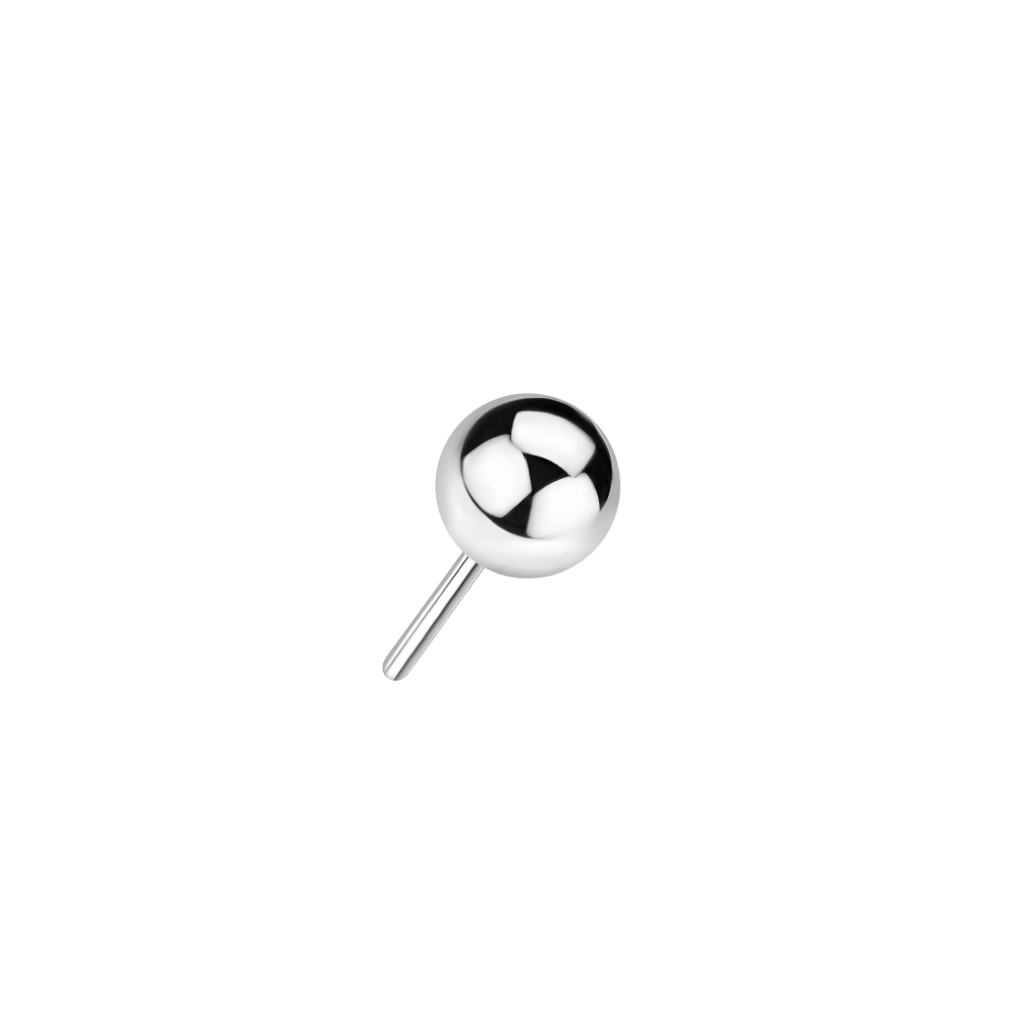 14kt. Witgouden Push-in Bal Top met Threadless Sluiting