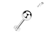 14kt. Witgouden Push-in Labret met Threadless Bal Top – Set