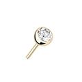 14kt. Geelgouden Push-in Labret met Threadless Bezel Set CZ Top – 3 mm