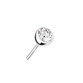 14kt. Witgouden Push-in Labret met Threadless Bezel Set CZ Top – 3 mm
