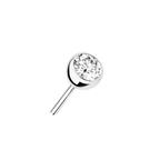 14kt. Witgouden Push-in Labret met Threadless Bezel Set CZ Top – 3 mm