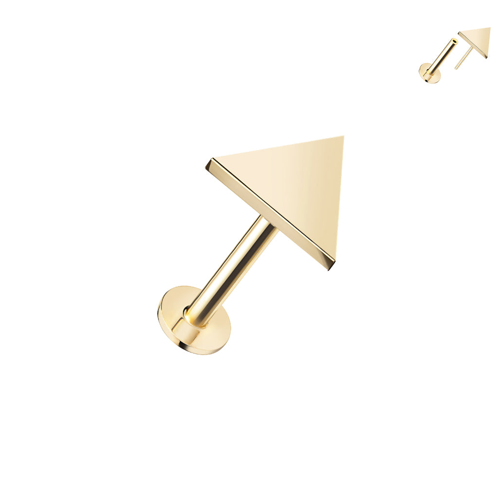 14kt. Yellow Gold Push-in Labret with Triangle Top – Set