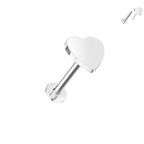 14kt. Witgouden Push-in Labret met Threadless Hart Top – Set