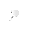 14kt. Witgouden Push-in Hart Top met Threadless Sluiting – 3 mm