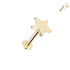 14kt. Geelgouden Push-in Set – Labret met Ster Top – Set