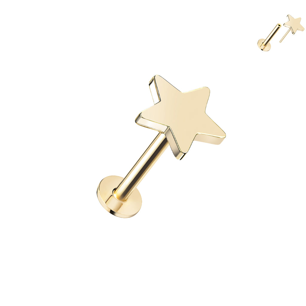 14kt. Yellow Gold Push-in Set – Labret with Star Top – Set