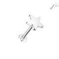14kt. Witgouden Push-in Labret met Threadless Ster Top – Set