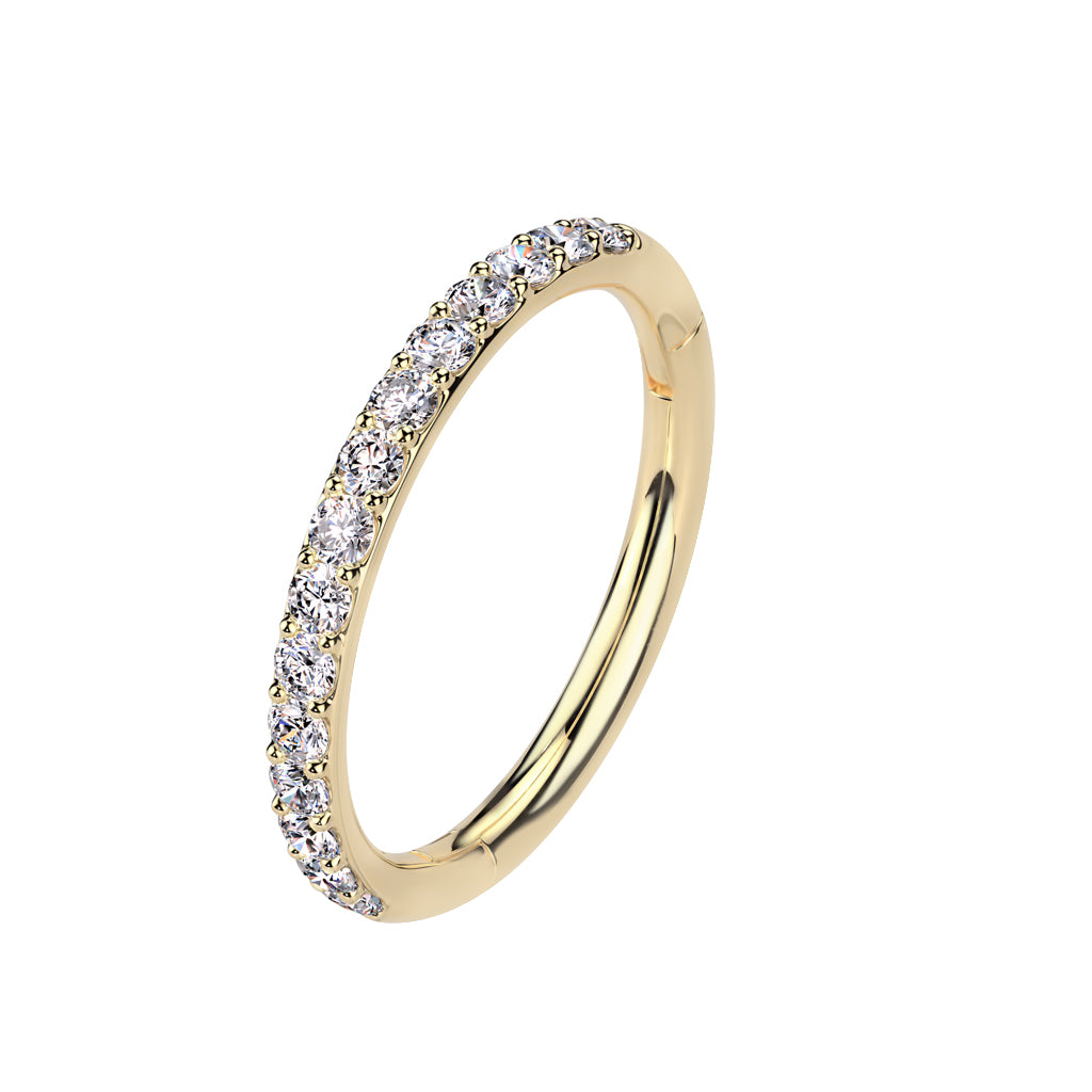 14kt. Yellow Gold Segment Ring with Clear Stones