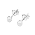 14kt. Witgouden Setje Oorstuds met Kubus Top – 0.8 mm – 4 mm