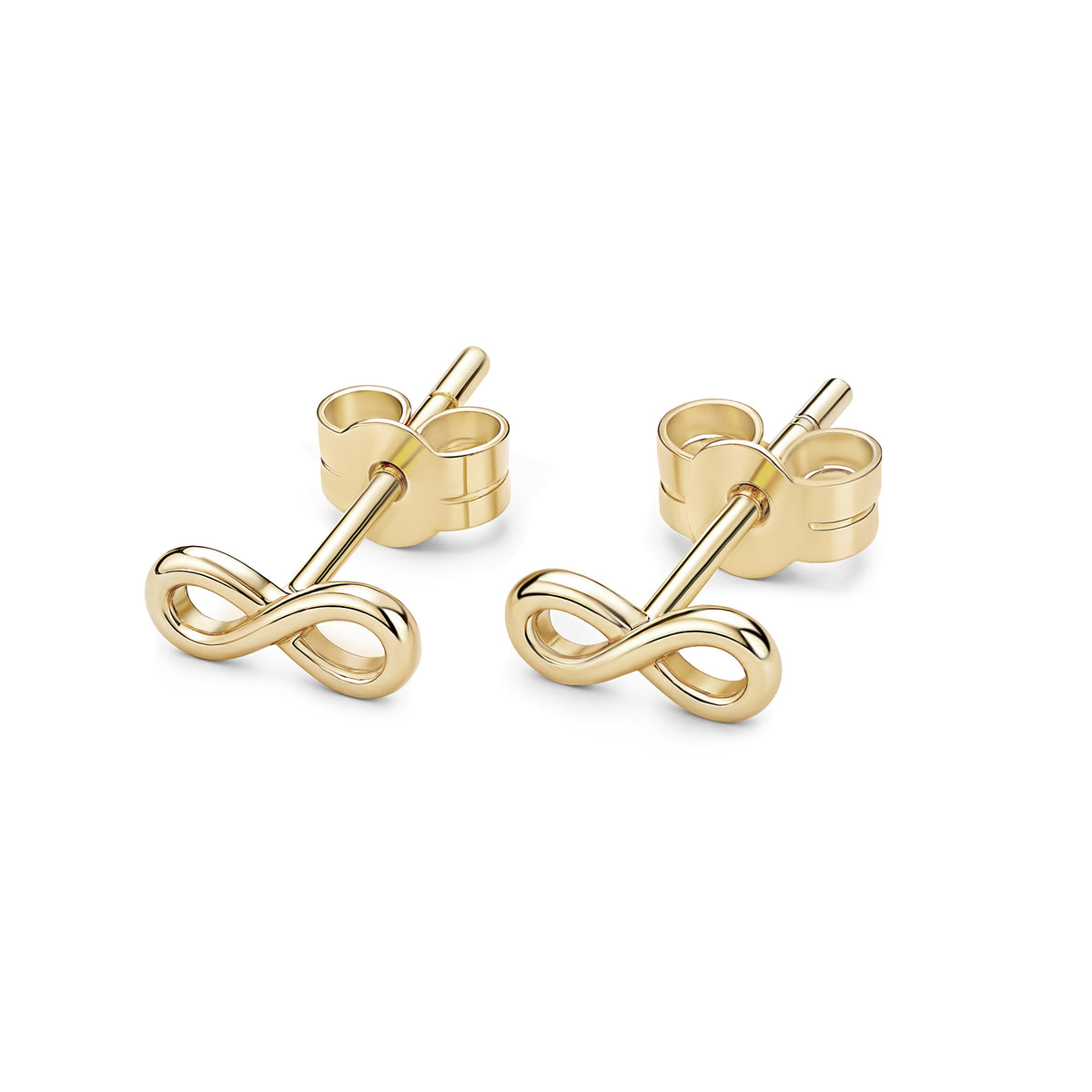 14kt. Gold Stud Earrings Set with Infinity – Yellow Gold – 0.8 mm