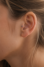 14kt. Witgouden Push-in Labret met Threadless Bal Top – Set