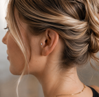 14kt. Witgouden Push-in Labret met Threadless Ster Top – Set
