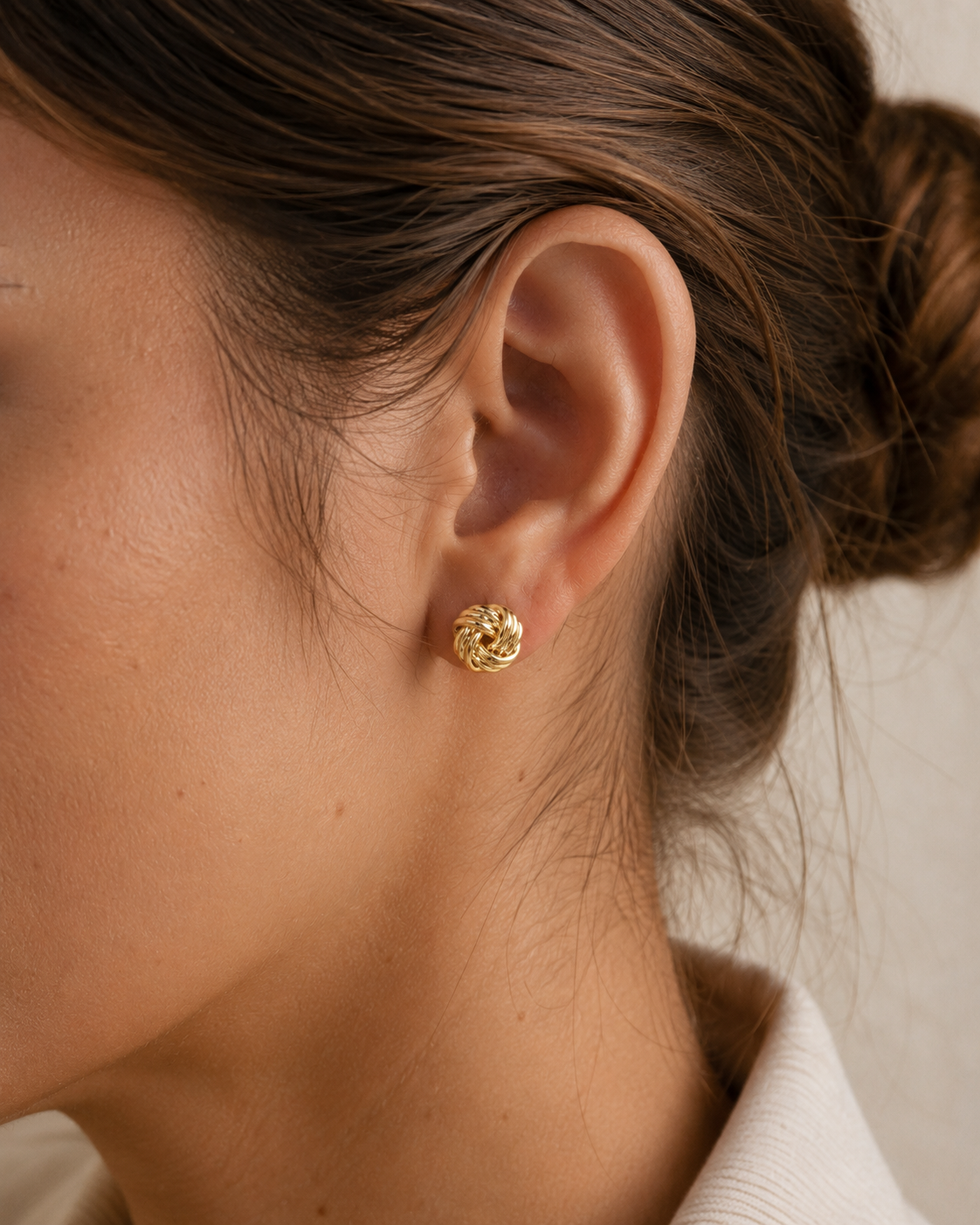 14kt. Yellow Gold Set of Stud Earrings with Knot – 0.8 mm – 7 mm