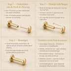 14kt. Witgouden Push-in Bal Top met Threadless Sluiting
